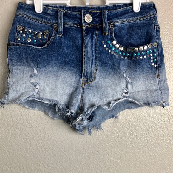 Kendall & Kylie Pants - Kendall & Kylie Faded Denim High Waisted Shorts 5